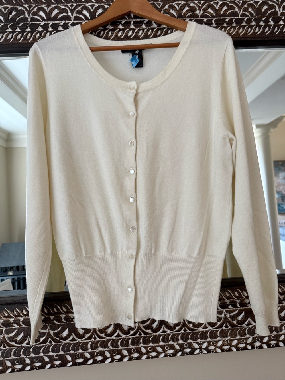 Ashley Stewart Cream Button-Front Cardigan